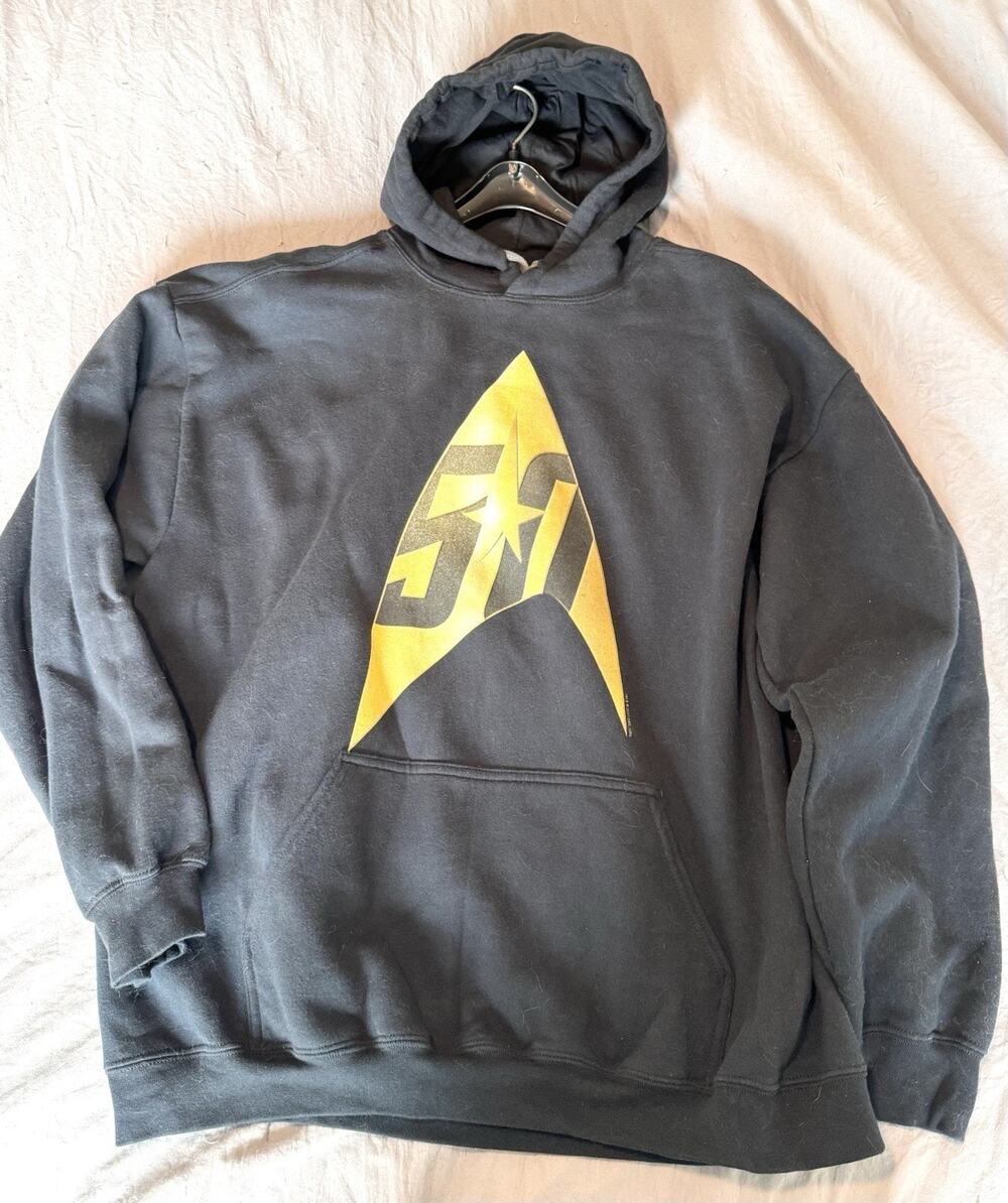 Star Trek 50th Anniversary Delta Hoodie Mens XL Gildan Black Gold Starfleet